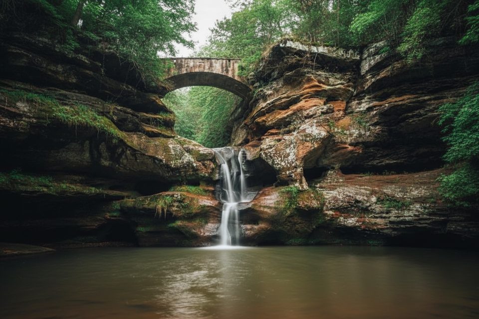 Stone Bridge at Upper Falls, Hocking Hills State Park