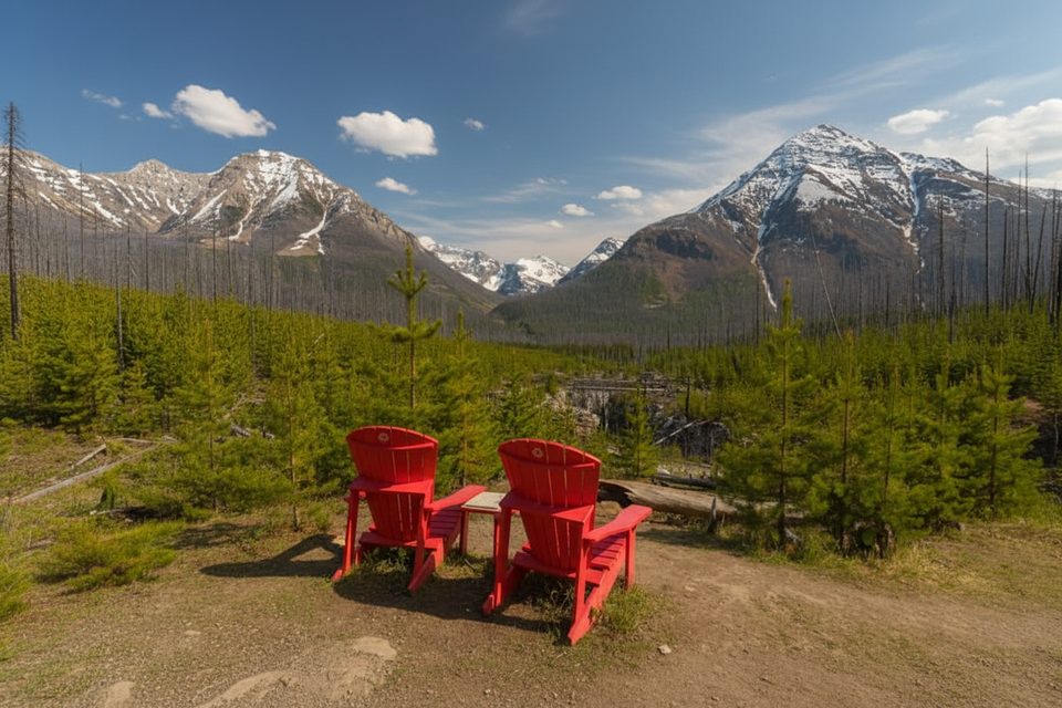 Parks Canada Red Chairs (Marble Canyon), Kootenay National Park