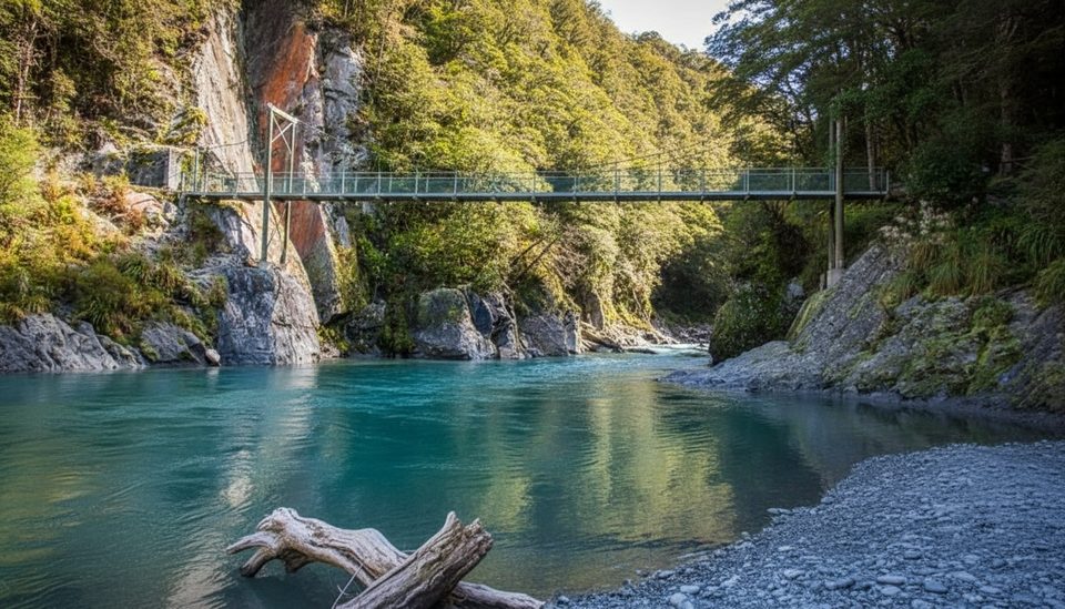 Blue River Swing Bridge (Blue Pools), Mount Aspiring National Park