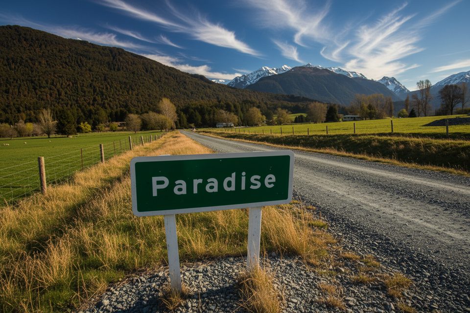 Paradise Sign, Queenstown-Lakes District, New Zealand