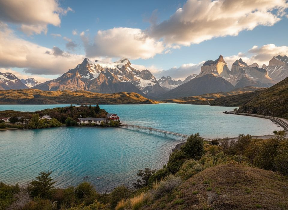 Hotel Lago Pehoé Footbridge, Torres del Paine National Park