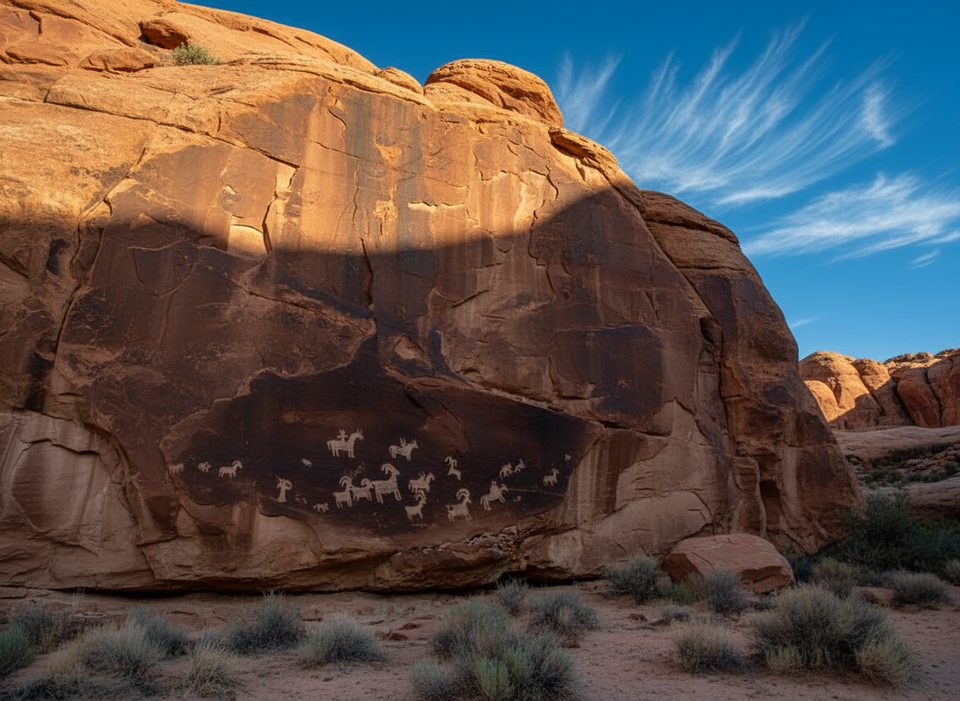 Wolfe Ranch Petroglyph Panel Trail, Arches National Park