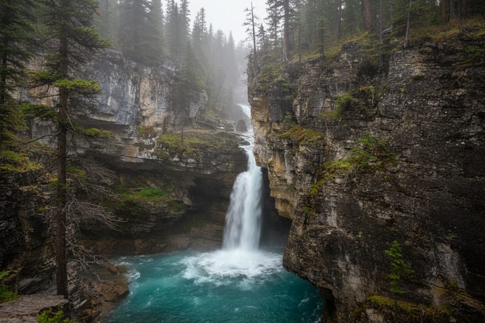 Beauty Creek and Stanley Falls, Icefields Parkway (Highway 93)