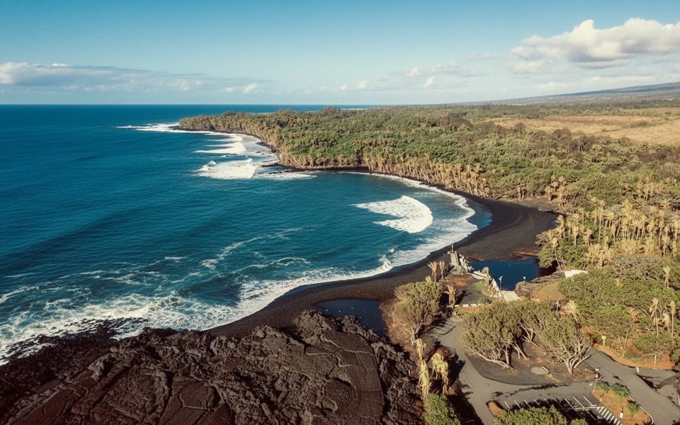 Pohoiki Black Sand Beach Trail, Red Road (Kapoho–Kalapana Road), Hawaii
